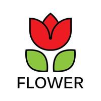 platte lijn rode roos bloem logo voor bloemenwinkel vector