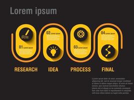 informatie infographic geel op zwarte kleur achtergrond vector