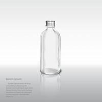 doorzichtige glazen fles en metalen dop op een lichte kleur achtergrond vector