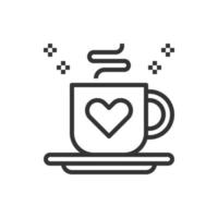 koffie liefde pictogram lijn vectorillustratie vector