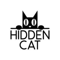 illustratie vectorafbeelding van de zwarte kat die zich verstopt in de doos die vervolgens uit zijn hoofd schoot, perfect voor een bedrijfslogo of -symbool vector