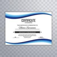 abstract blue wave diploma certificaat ontwerp vector