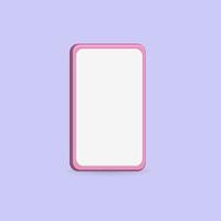 3D leeg scherm smartphone pictogram vector illustratie roze kleur en paarse achtergrond