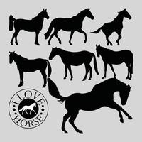 paarden geïsoleerd op zwarte vector silhouette