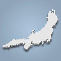 3d isometrische kaart van honshu is een eiland in japan vector