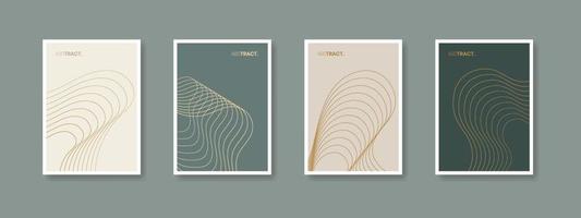 abstracte hedendaagse posters, geometrische lijnen, vormen. esthetisch boho wanddecoratie concept. halverwege de eeuw moderne minimalistische kunstdrukcollectie, behang, sjablonen. vector