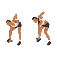 vrouw doet pijl en boog squat pull-oefening. platte vectorillustratie geïsoleerd op een witte achtergrond vector