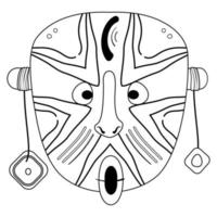 houten afrikaans kwaad masker met hoorns vector