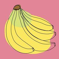 eenvoud banaan fruit uit de vrije hand doorlopende lijntekening plat ontwerp. vector