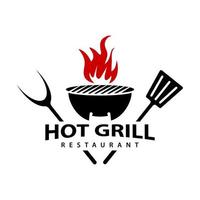 sjablonen voor hot grill-logo vector