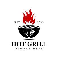 sjablonen voor hot grill-logo vector