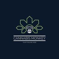 cannabis aap cbd hennepblad logo sjabloonontwerp voor merk of bedrijf en andere vector