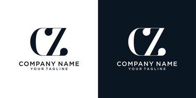 cz of zc beginletter logo ontwerpconcept vector