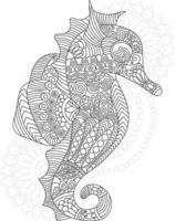 mandala zeepaardje kleurplaten vector