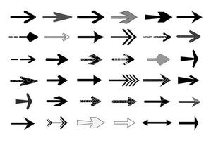 grote zwarte reeks pijlen. pijlpictogram. pijl. cursor. eenvoudige pijlen. vector