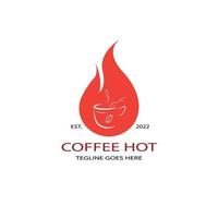 vectorillustratie van warme koffie, met symbool van een kopje koffie en een brandend vuur vector