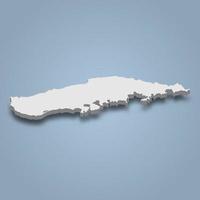 3d isometrische kaart van vieques is een eiland in puerto rico vector