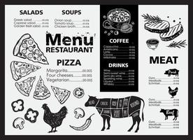 menu sjabloonontwerp voor restaurant, schets illustratie. vector. vector