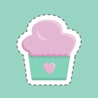 sticker lijn gesneden muffin. geschikt voor bakkerijsymbool. eenvoudig ontwerp bewerkbaar. ontwerp sjabloon vector. eenvoudige illustratie vector