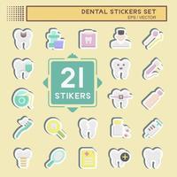 sticker set tandheelkundige. geschikt voor medicijnsymbool. eenvoudig ontwerp bewerkbaar. ontwerp sjabloon vector. eenvoudige illustratie vector