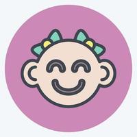 pictogram babymeisje. geschikt voor kinderen symbool. kleur partner stijl. eenvoudig ontwerp bewerkbaar. ontwerp sjabloon vector. eenvoudige illustratie vector