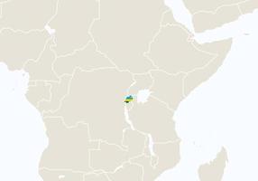 afrika met gemarkeerde rwanda-kaart. vector