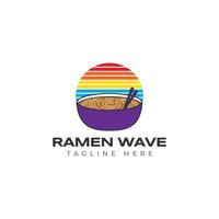 ramen noodle kom retrowave hipster vintage logo vector pictogram illustratie geïsoleerd op een witte achtergrond