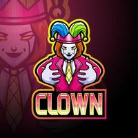 clown esport logo mascotte ontwerp vector