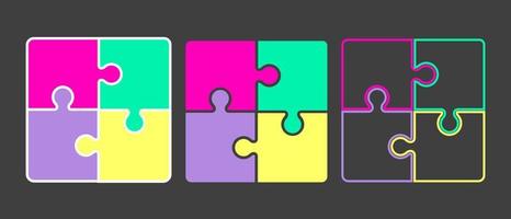 puzzel van 4 stukjes. vierkant. vullen en strijken. vectorontwerp. vector