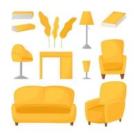 interieur kleurrijke meubels vlakke stijl vector geïsoleerde illustratie