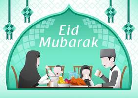 eid mubarak, famili illustratie vector