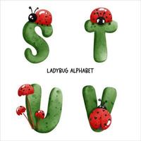 lieveheersbeestje aquarel alfabet. vector illustratie