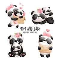 baby en moeder panda, panda vectorillustratie vector