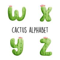 cactus alfabet, cactus brief. vector illustratie