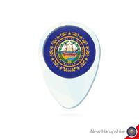 usa staat new hampshire vlag locatie kaart pin pictogram op witte achtergrond. vector