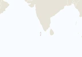 Azië met gemarkeerde maldiven kaart. vector