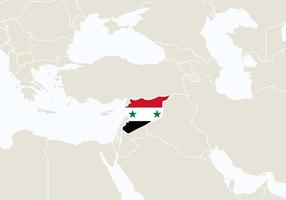 Azië met gemarkeerde kaart van Syrië. vector