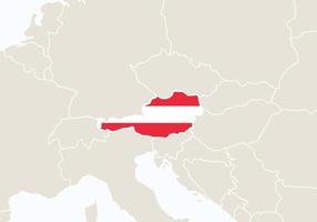 europa met gemarkeerde kaart van oostenrijk. vector