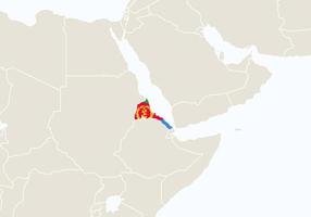 afrika met gemarkeerde eritrea-kaart. vector