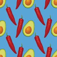 rode chili en avocado kunst naadloos patroonontwerp vector