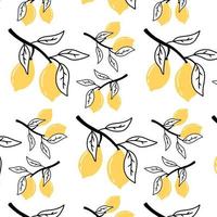 patroon met citroenen in doodle stijl. patroon met citroentakken. vectorillustratie. vector