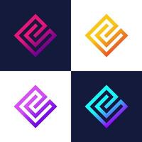 logo letter c vierkante ontwerp, creatieve c lettertype kleurrijke pictogram vector-elementen. vector