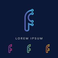 eerste letter f logo-ontwerp, letter-logo, technologiebedrijf concept en idee, gegevens, vector pictogram sjabloonelementen modern corporate