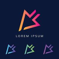 ms brief embleemontwerp kleurrijk met pijl teken vector element monogram, moderne computer.