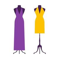 jurk op etalagepop model. platte jurk symbool silhouet. feestkleding stijl fasion ontwerp pictogrammalplaatje vector