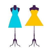 jurk op etalagepop model. platte jurk symbool silhouet. feestkleding stijl fasion ontwerp pictogrammalplaatje vector