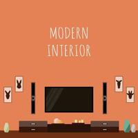 interieur meubels minimalistische grappige cartoon decoratie kaart achtergrond sjabloon vector