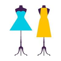 jurk op etalagepop model. platte jurk symbool silhouet. feestkleding stijl fasion ontwerp pictogrammalplaatje vector