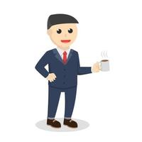 mannelijke zakenman drink koffie ontwerp karakter op witte achtergrond vector