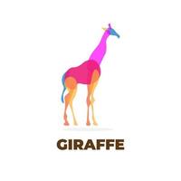 mooi girafillustratielogo met vrolijke kleuren en overlap vector